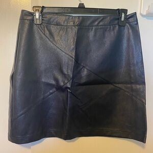 Navy Blue Faux Leather Skirt